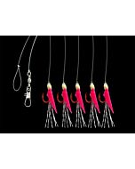 Aquantic Real Skin Herings Vorfach-Rig-5 Pink /Heringsvorfach mit echter Fischhaut